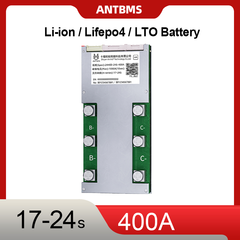 Smart Bms 24S 200A Bluetooth Lifepo4 - ANT Bluetooth対応スマートBMS17S-24S 400A リチウムバッテリー保護回路基板（UART搭載、48V-72V、Li-ion/LiFePO4対応）。ゴルフカートや太陽光発電システムに最適。