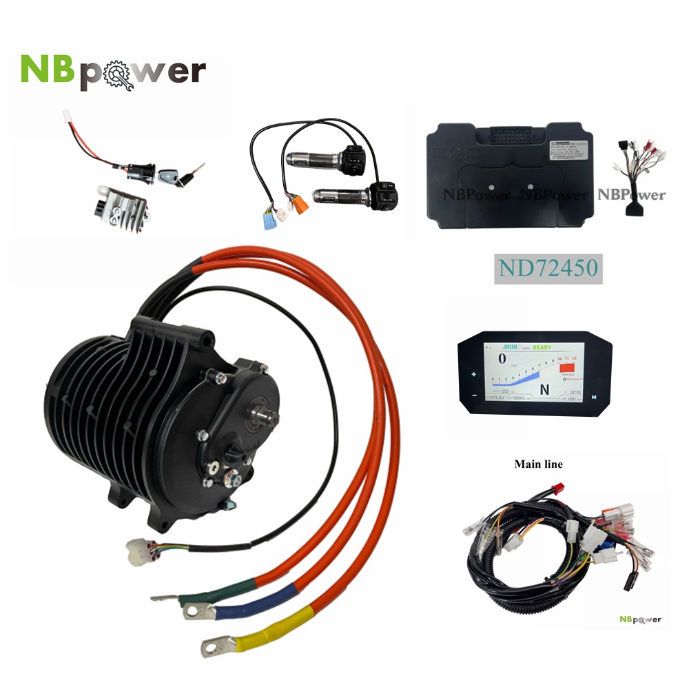 Fardriver Nd72850 Controller - 米国製ストック70H QS138 V3 3KWミッドドライブモーター 1:2.35ギアキット（ファードライバーND72450/ND72680 NBTFT-5ディスプレイ付き）電動バイク用
