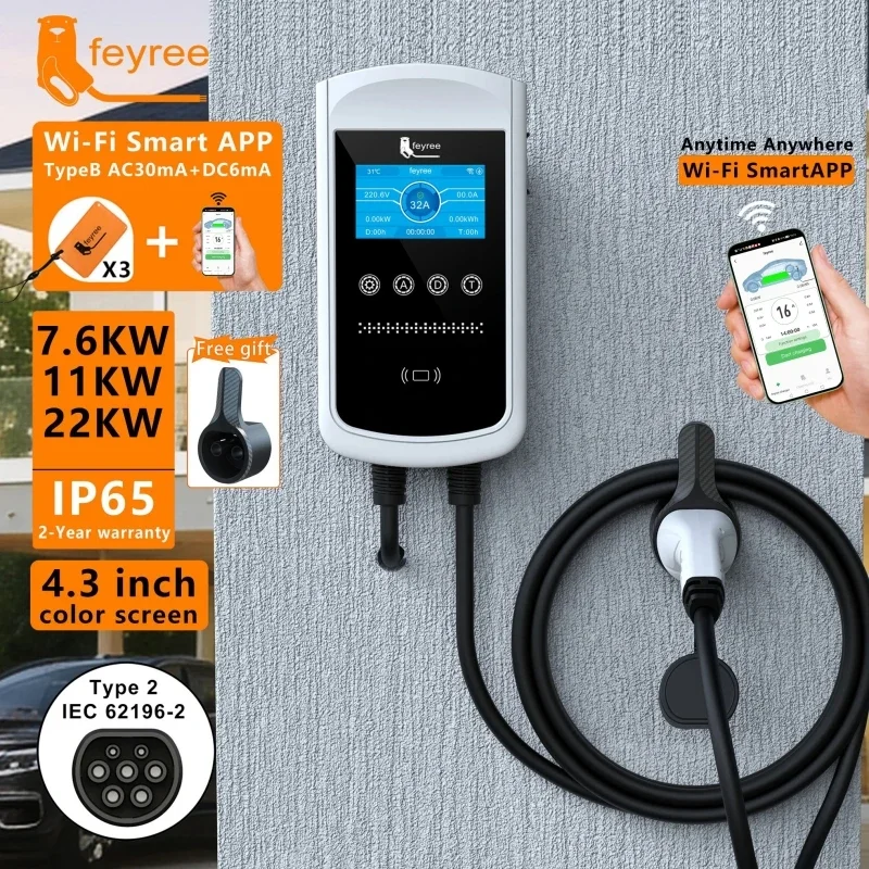 フェイリー タイプ2 EV充電器 32A 7.6KW 充電ス - Ev Charger Type 2 22Kw 32A 3 Phase のレビューと価格