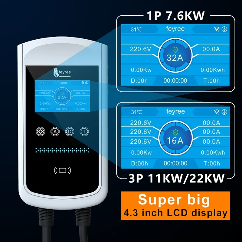 フェイリー タイプ2 EV充電器 32A 7.6KW 充電ス - Ev Charger Type 2 22Kw 32A 3 Phase のレビューと価格