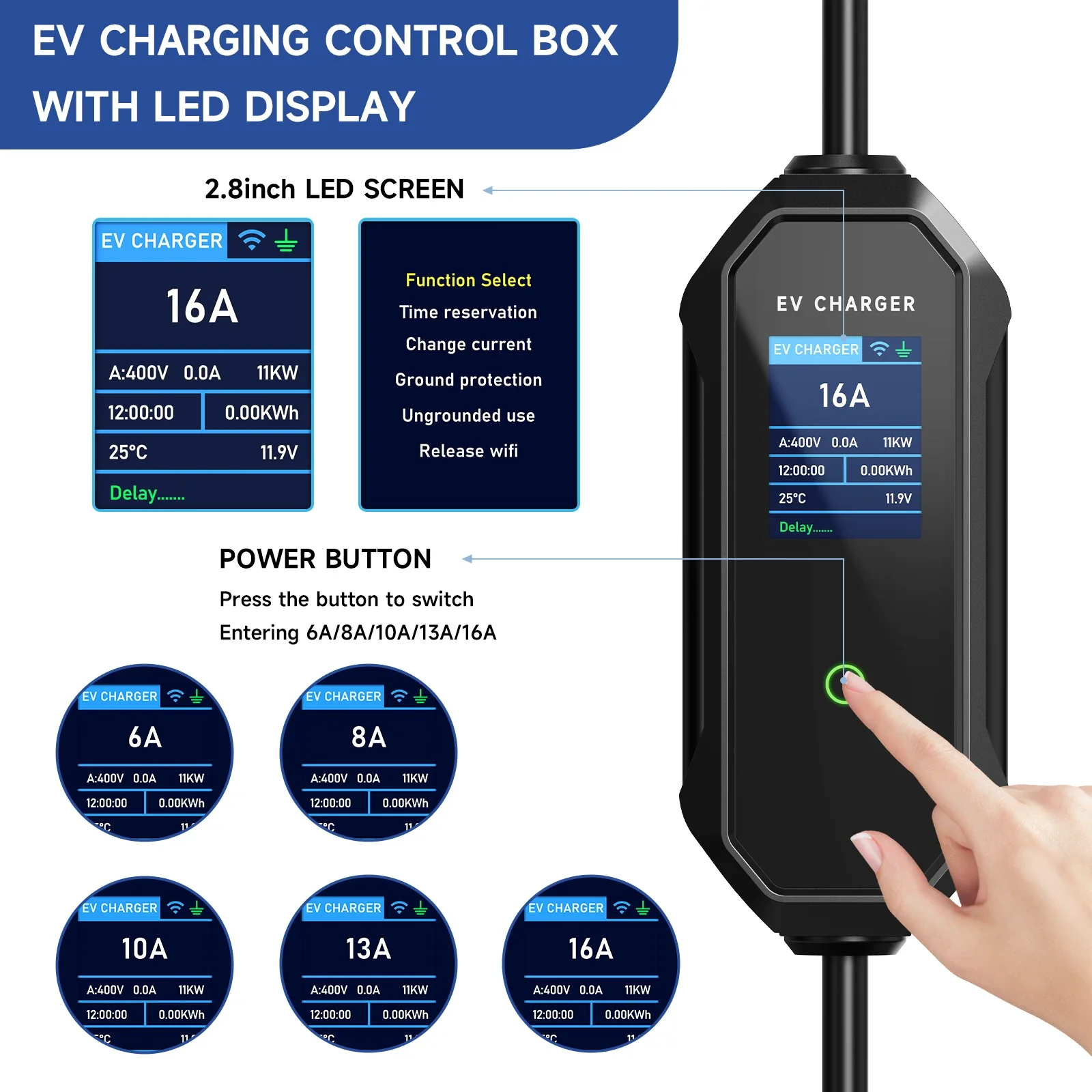 Afev-ポータブル電気充電器、急速充電ケーブル、CEEプラ - Type 2 Portable Ev Charger 11Kw Cee のレビューと価格